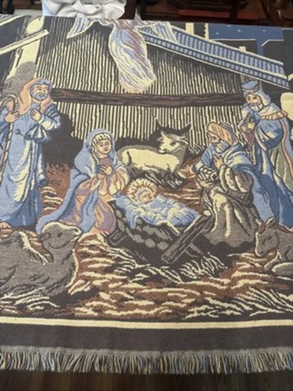 Vintage Goodwin Weaver’s Nativity Scene Tapestry/Throw Blanket 52 X 60 Cotton